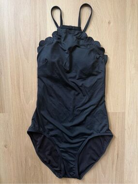 Kate Spade Black Scallop One Piece Swimsuit Full Coverage Size S
